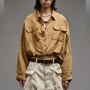 R13 crossover utility bubble shirt in khaki